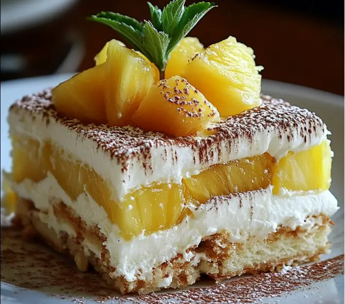 Tropisk ananas- og kokosnøtttiramisu