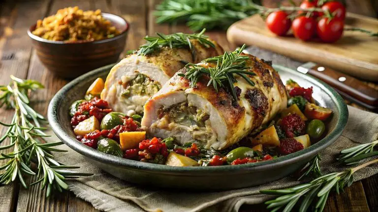 Fylt kyllingrull fra ovnen