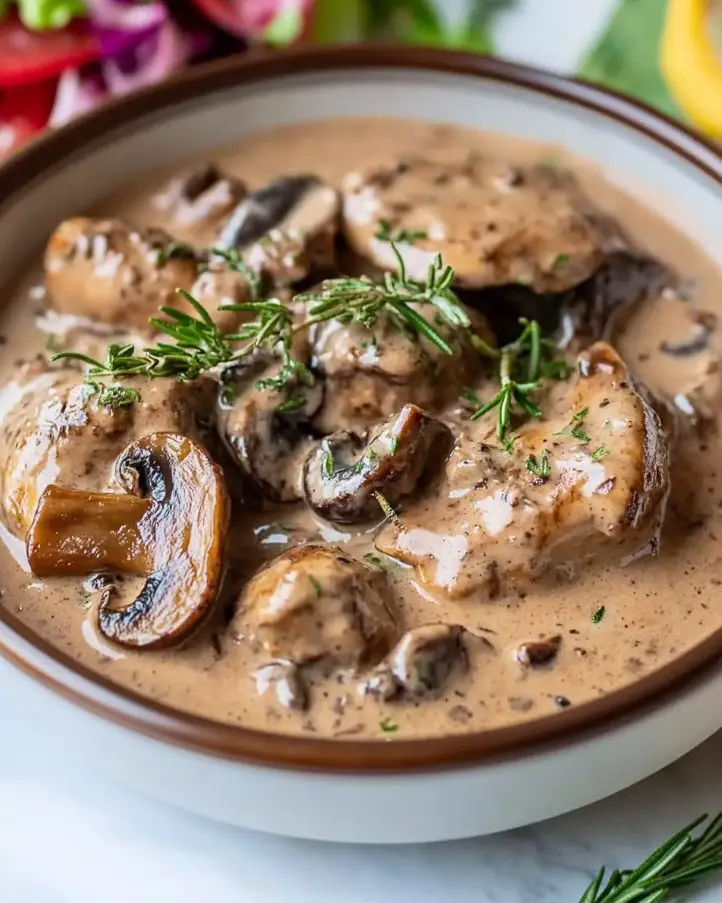 Denne kremete kylling- og soppgryten var en skikkelig hit ved middagsbordet i kveld.