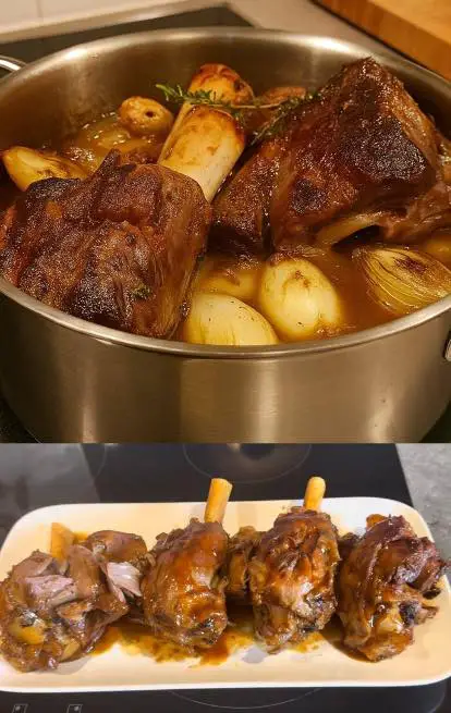 Confitert lammeskank med honning og urter