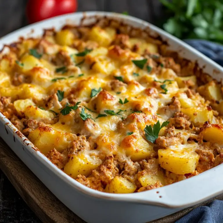 Kjøttdeig av kylling med ost og poteter i gryterett (4–6 porsjoner)